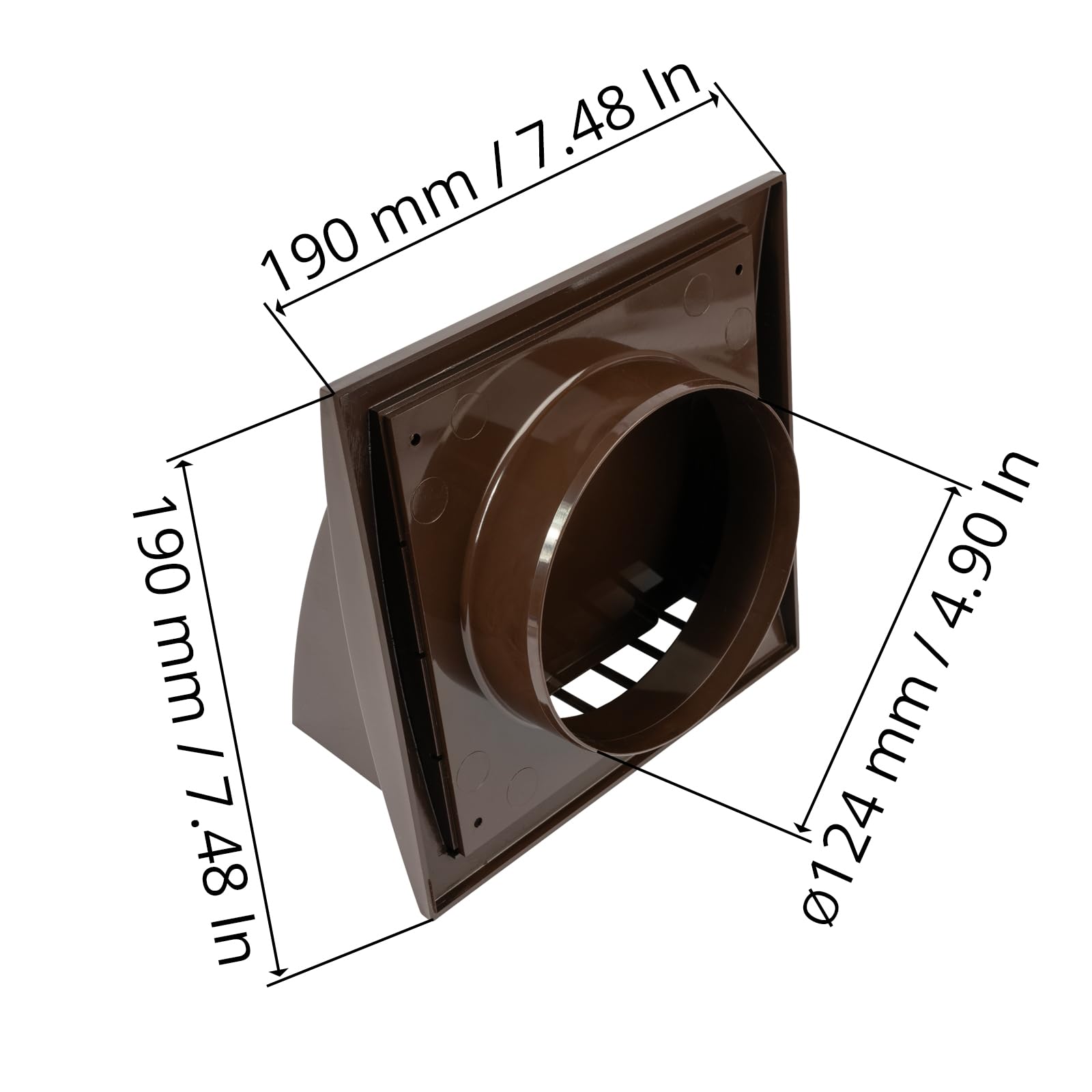 Repa Market 5'' Inch Exhaust Hood Vent with Rain Cover, Brown, Indoor and Outdoor Air Vent Cover, HVAC Exhaust Vent Duct Cover, 7.5'' x 7.5'' Inch Exhaust Cap (5'' Inch, Brown)