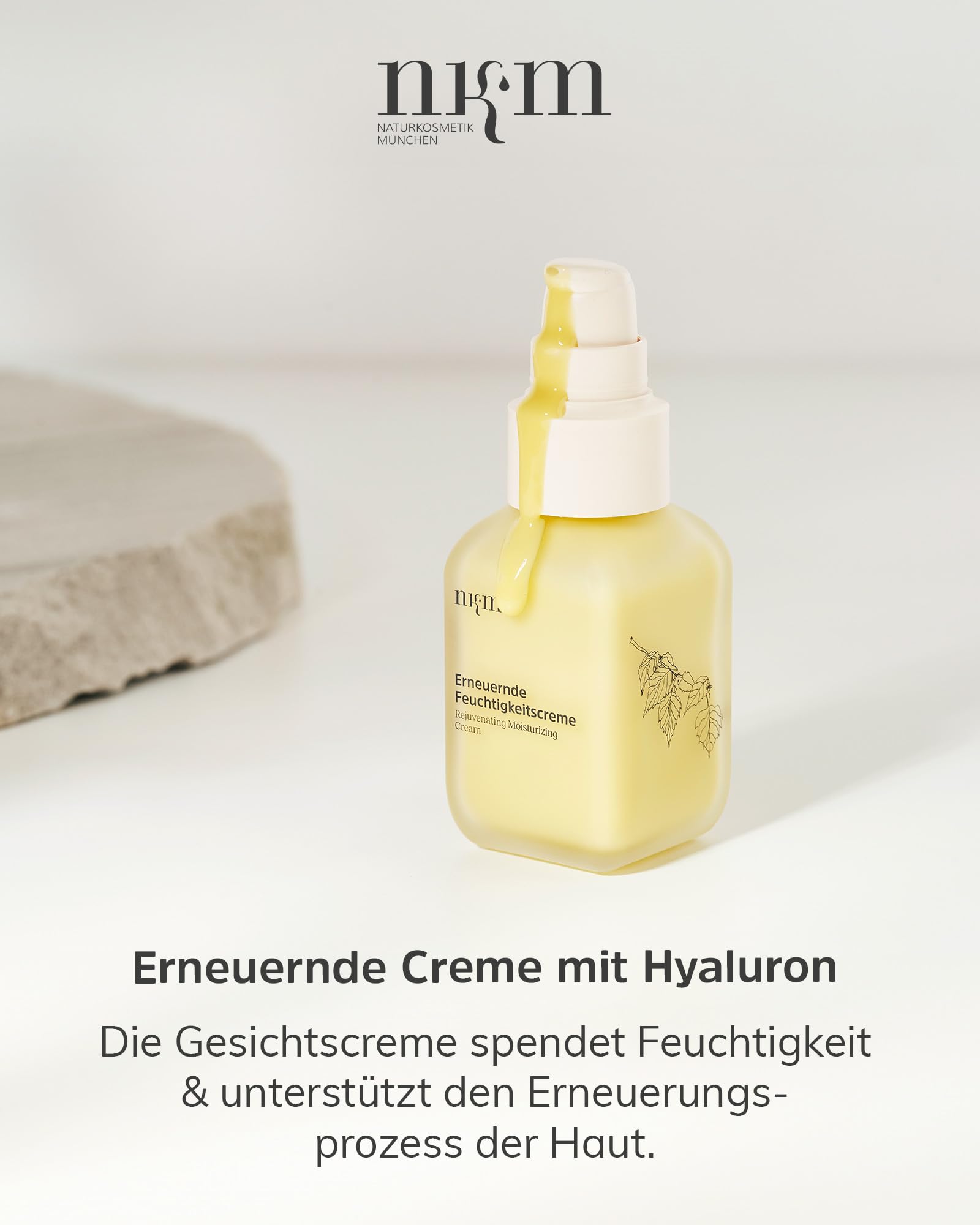 nkm Naturkosmetik München Crème hydratante régénérante – 50 ml – Fluide pour le visage à l'acide hyaluronique – Hydrate – Vegan – Pour tous les types de peau – Testé dermatologiquement
