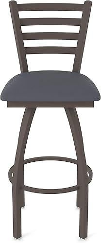 Miniatura 180 de 410 Jackie Taburete de bar giratorio de 36 pulgadas con acabado bronce y asiento de vinilo negro Vinilo negro,Canter Burdeos,Tierra Canter,Canter