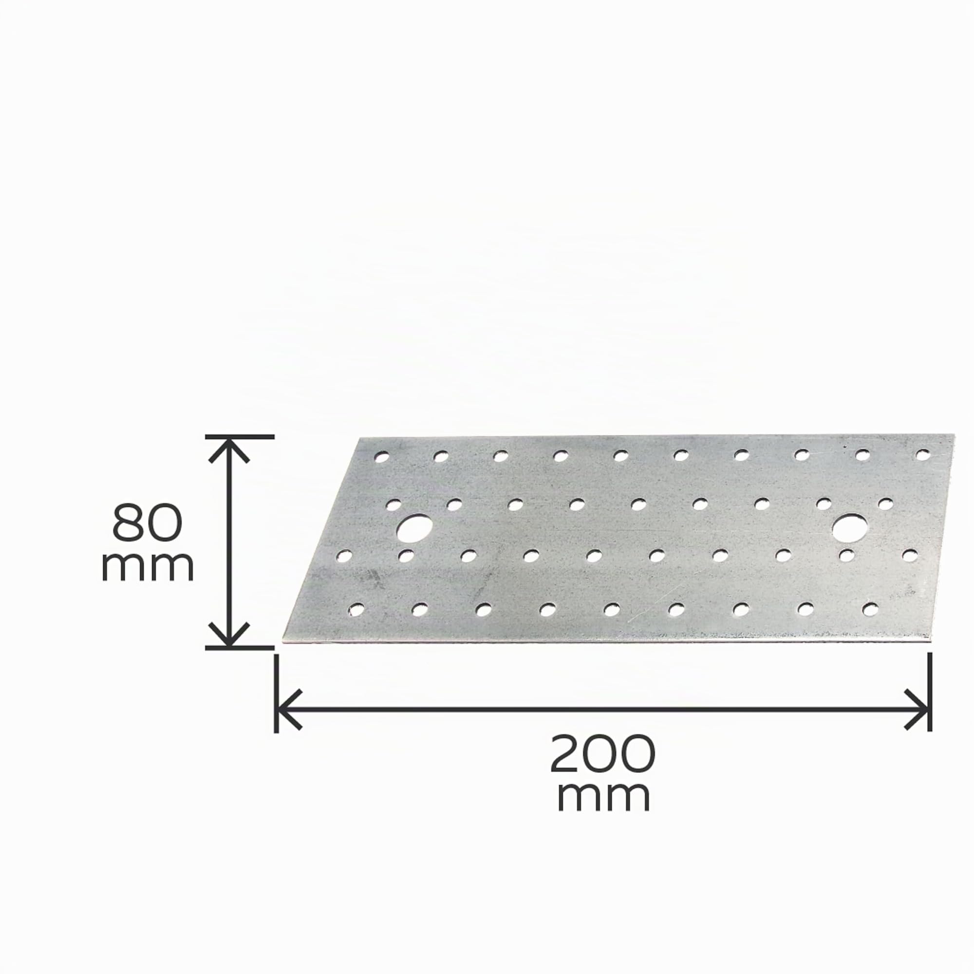 Alberts 847258 Plaque multi-trous | galvanisée Sendzimir | 200 x 80 mm | kit de 25