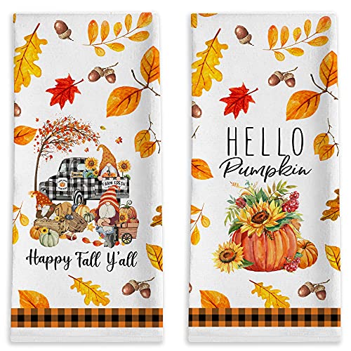 Bonsai Tree Fall Kitchen Towels Sets of 2, Pumkin Fall Hand Towel...