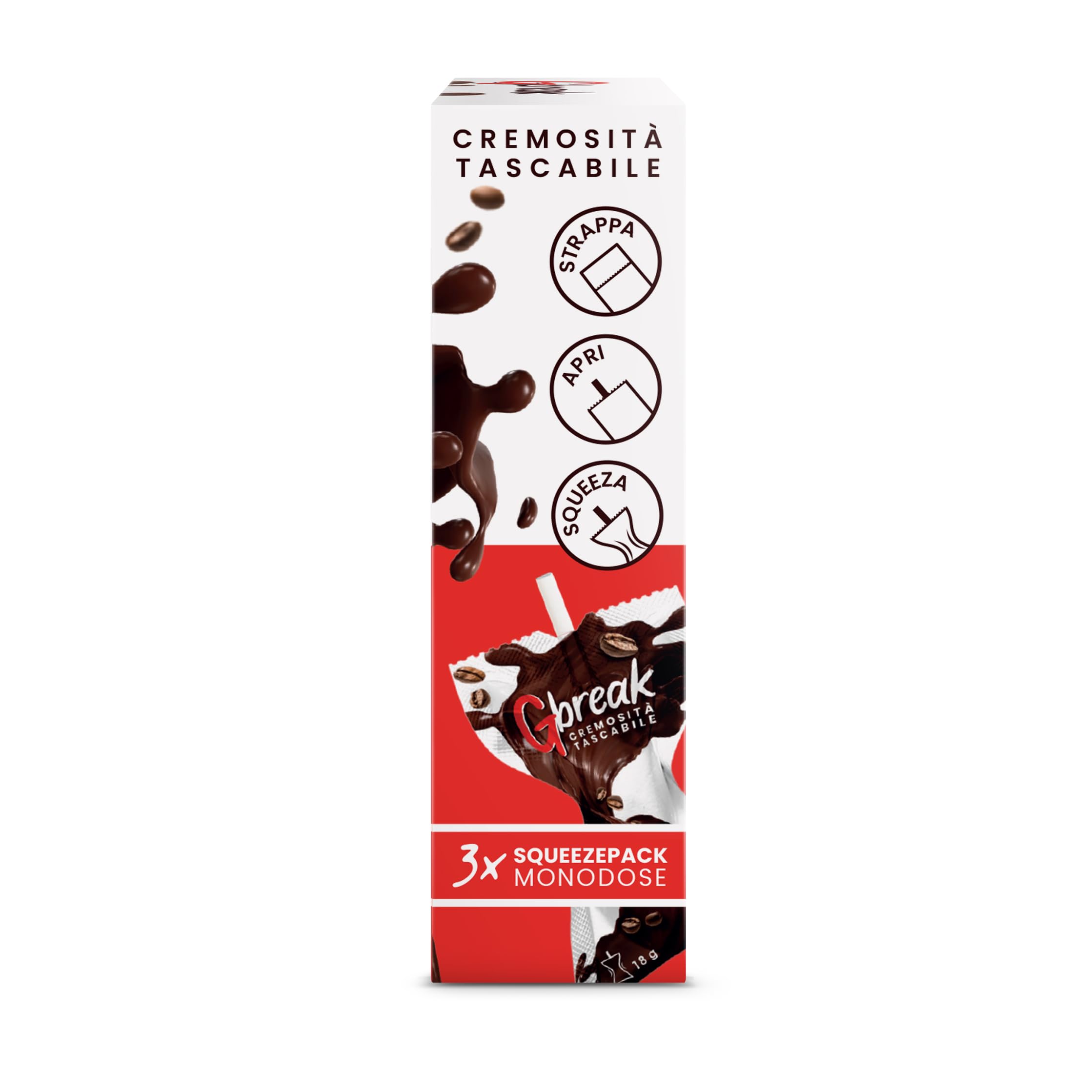 Gimoka Gbreak – Schokolade und Kaffee – Nachfüllpackung für eine praktische und leckere Pause im Taschenformat - 3 Einzeldosis - SQUEEZEPACKS à 18 g