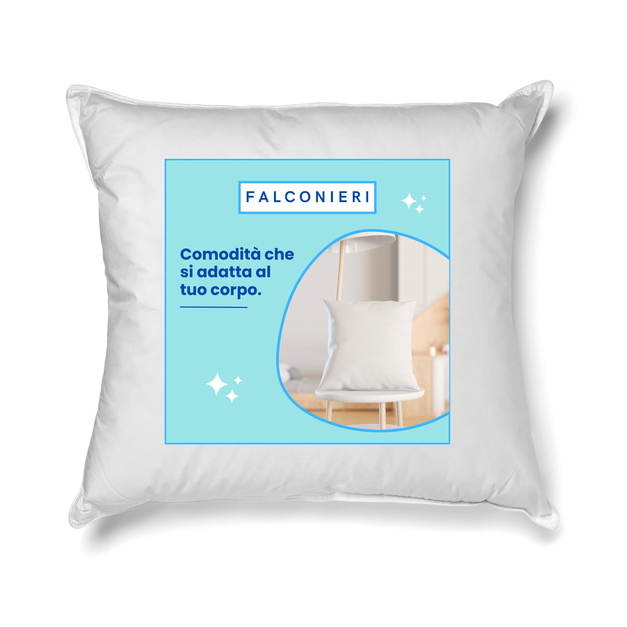 Falconieri Set di 1 Cuscino 80x80 Guanciale per Letto e Divano Morbido e Confortevole Ideale per Dormire Cuscino per Letto Matrimoniale e Singolo Antiacaro Lavabili in Lavatrice 100% Made in Italy
