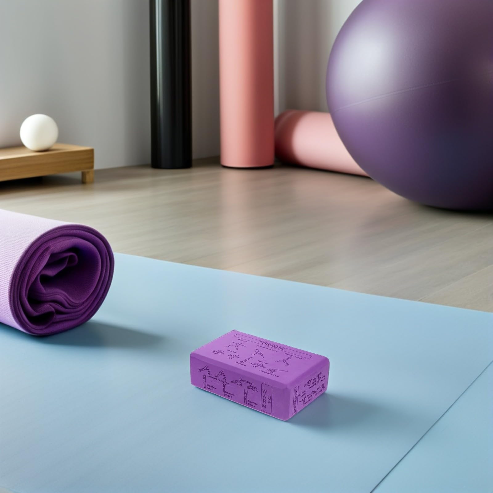 MAGICLULU Bloques de Yoga Espuma Eva Antideslizantes Alta Densidad 23x15x7,6 Cm Pack 2 Unidades Color Morado Principiantes y Niños para Estiramientos Flexibilidad y Pilates en Casa