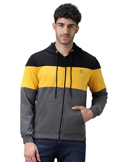 Men's Color Block Winter Hooded Sweatshirt