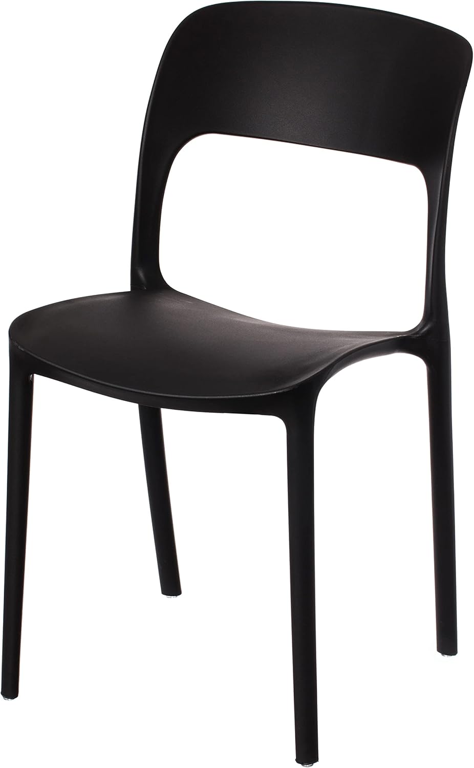 Fabulaxe Modern Plastic Outdoor Dining Chair with Open Curved Back, Black