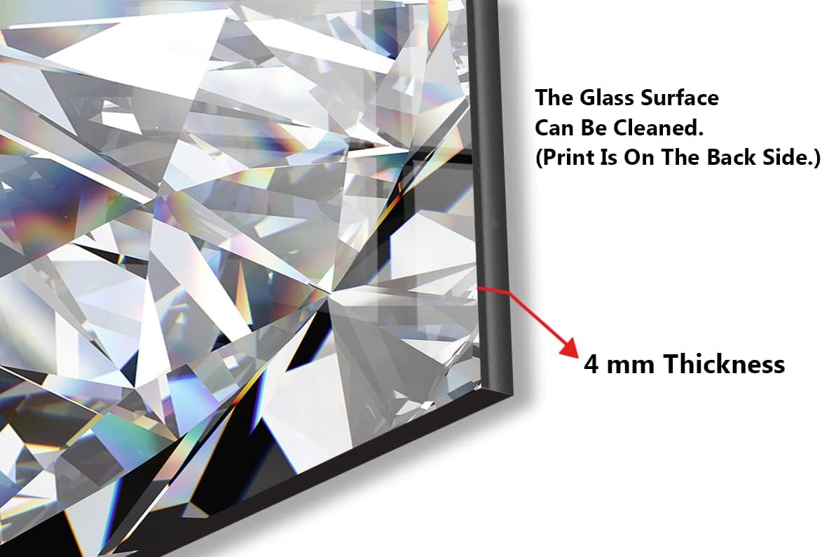 Myphotostation Diamond Glow Tempered Glass Backsplash 12x12'' Abstract Splashback for Kitchen Wall Decor Bathroom Wall Protector Stove Backsplash Panel Tile Glass Splashback Kitchen