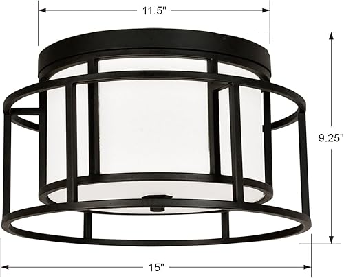 Miniatura 6 de Diseñador Brian Patrick Flynn's Hulton 2 Light Matte Black Hulton - Soporte de techo