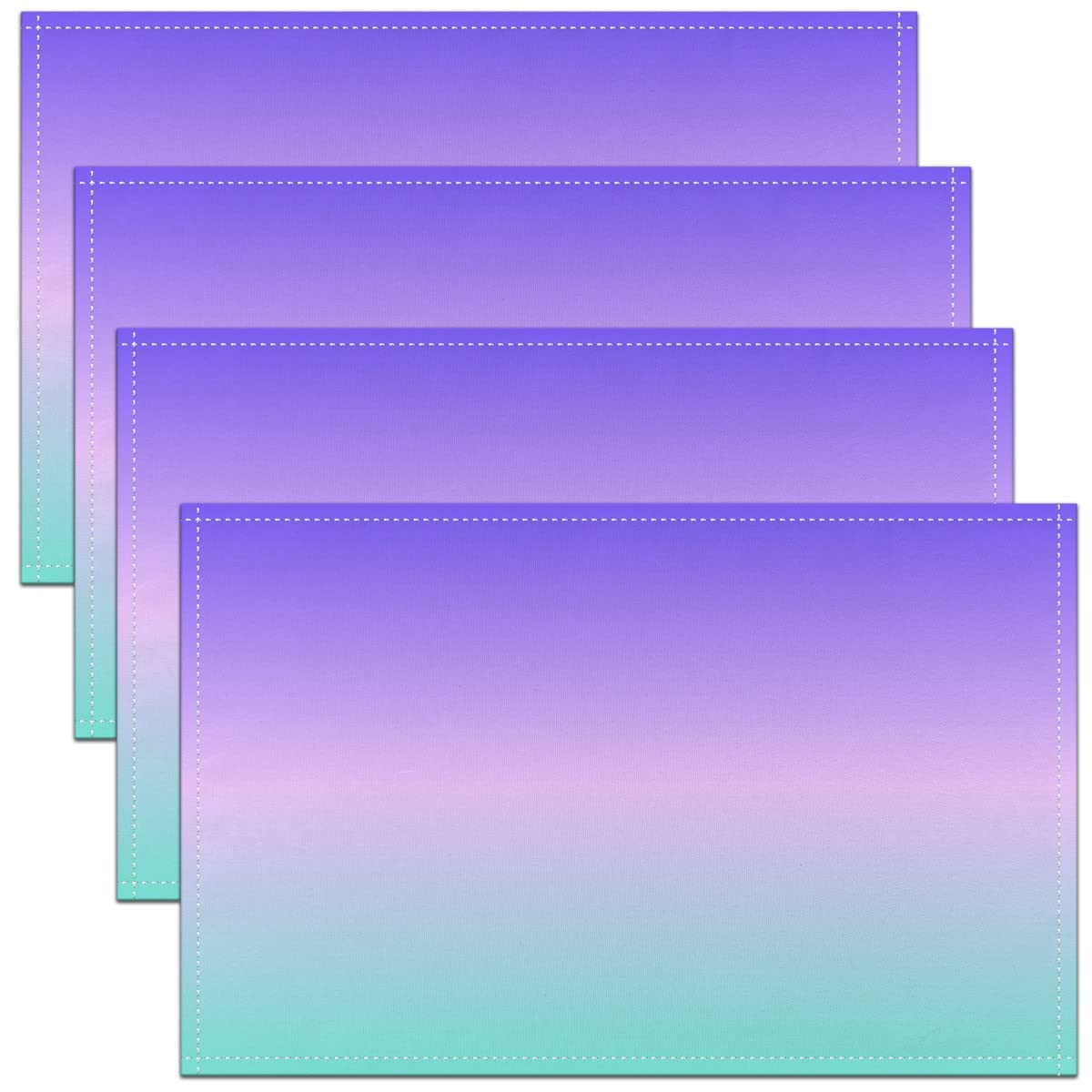 Ombre Placemats Set of 4 45X30cm Ombre Effects Placemats for Dining Table Modern Table Mats Placemat Abstract Art Design Decor Table Place Mats Purple Teal Blue Room DecorTable Mats Placemat