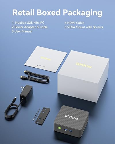Miniatura 9 de GMKtec G3S Mini PC, 16 GB de RAM 512 GB M.2 SSD Intel N95 (Beats N100, 3.4 GHz) Mini computadora de escritorio con montaje VESA para oficina, hogar,