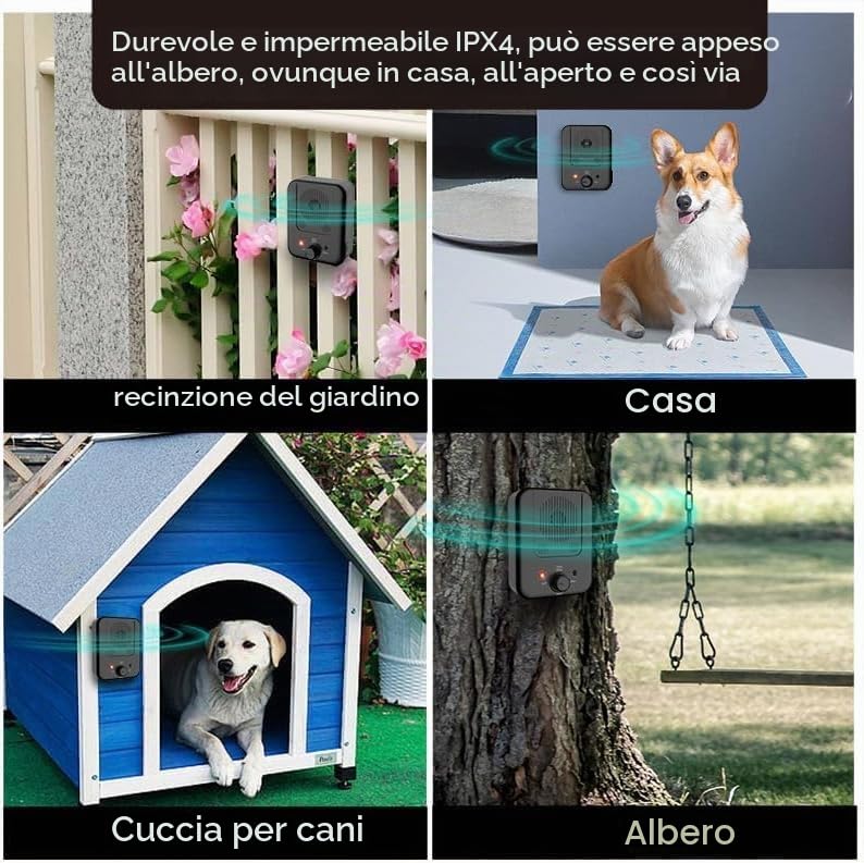 Dispositivo antiabbaio ad ultrasuoni Dispositivo antiabbaio a 3 frequenze Dispositivo antiabbaio ad ultrasuoni da 78 piedi Batteria ricaricabile USB Carica di 5 ore Dura 30 giorniPer tutte le razze e