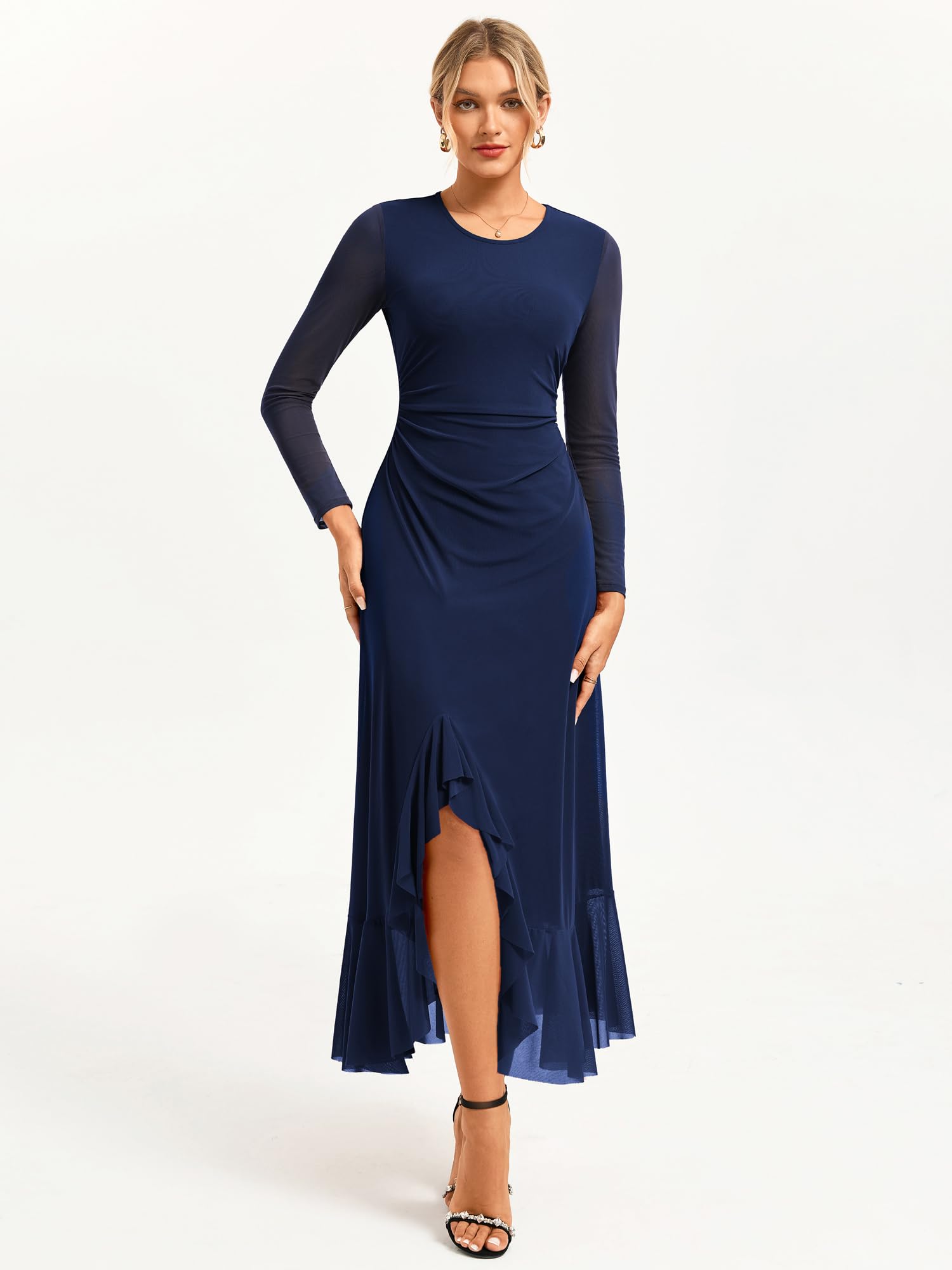 GRACE KARIN Abito da sera da donna a maniche lunghe con spacco
