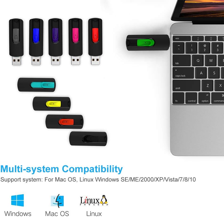 Best Deal Cheap 🛒 RAOYI 10 Pack 32GB USB Flash Drives Slide Retractable Memory Stick Bulk USB 2.0 Thumb Drive Jump Drive Zip Drive USB Sticks Data Storage Backup for PC Mac (32G, 10 Mixed Color)