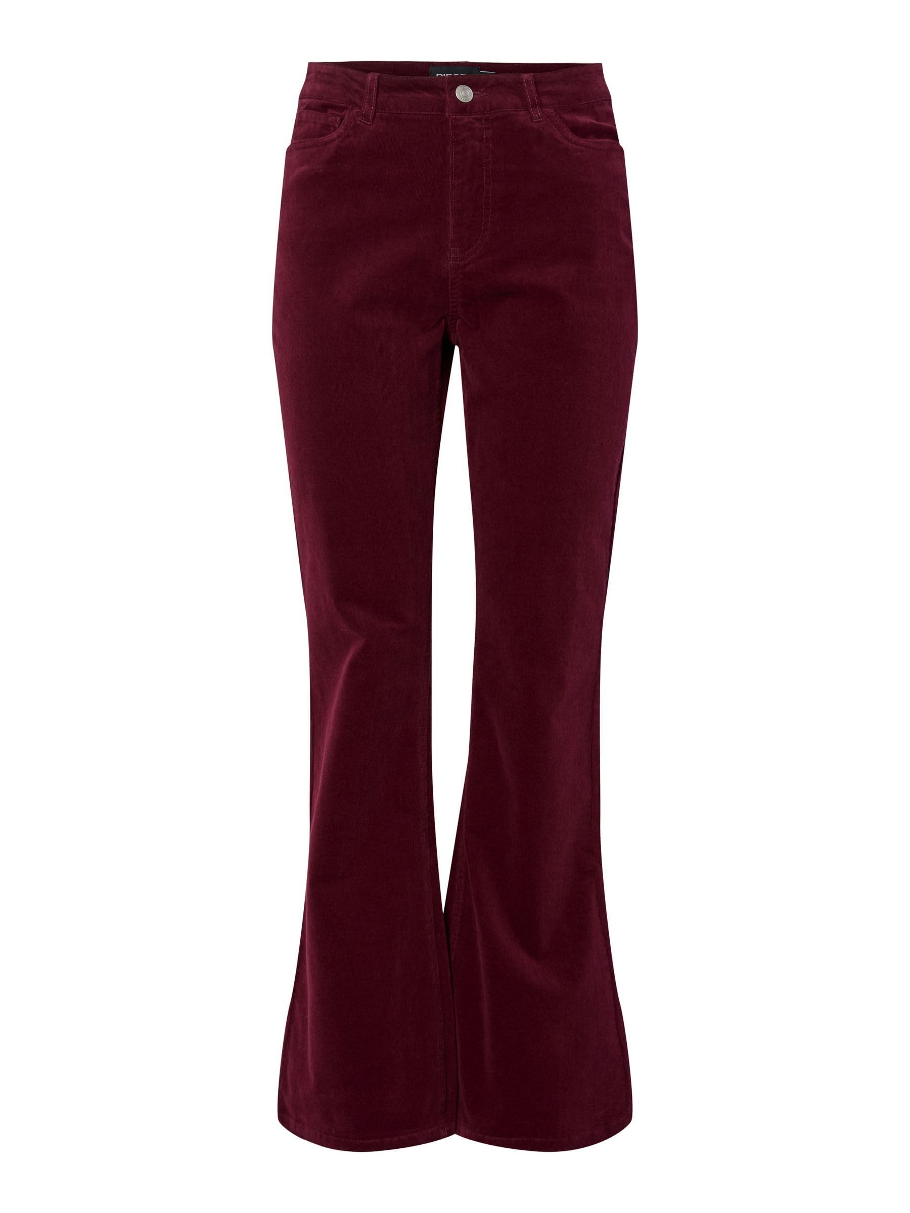 PIECES Pcjoya Hw Flared Corduroy Denim Jeans, Tawny Port, 2
