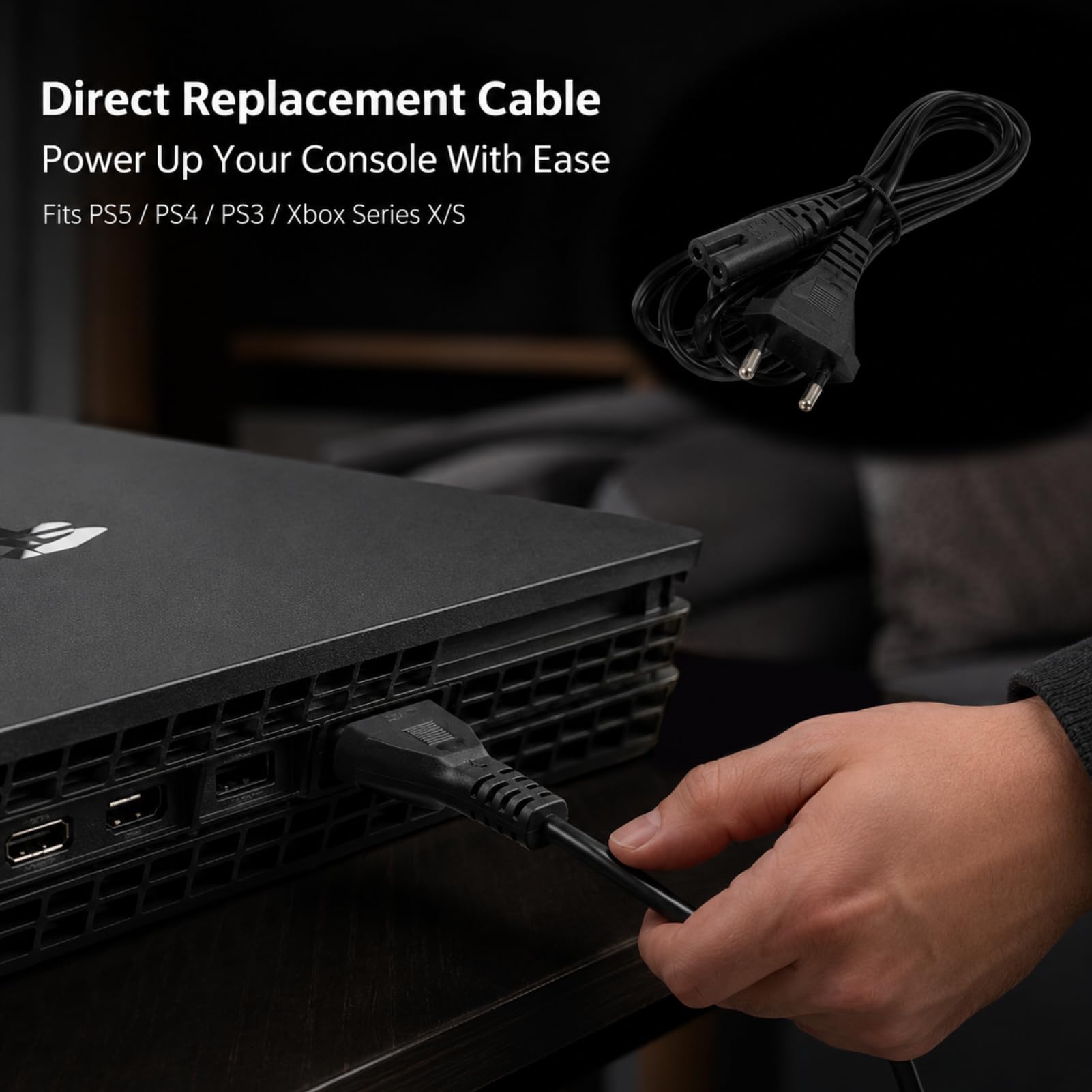 Netzkabel Eurostecker C7, Stromkabel Eurostecker auf C7, Euro Netzkabel 2-polig USB C Gerätebuchse, Stromkabel Verlängerungskabel 1,8 m, Kompatibel mit TV Monitor Laptop PS3 PS5 Xbox DVD Blu-ray