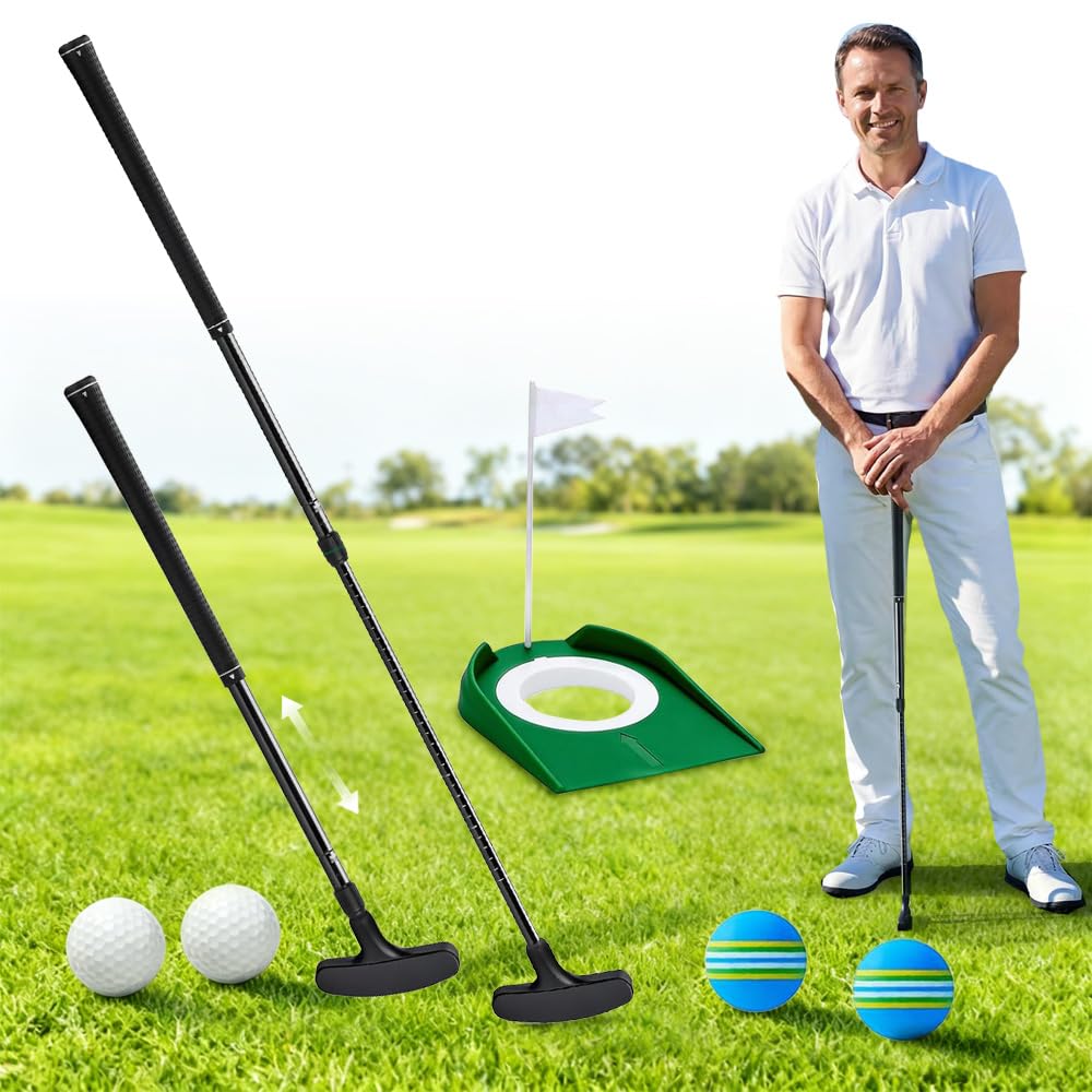 SKIKHN Adjustable Golf Putter,Single Pack Unisex Mini Putter Set for Men and Women,With 4 Balls And 1 Flag Cup,Mini Golf Putter for Right & Left Handes,Suitable for Teenagers and Adults Golfer