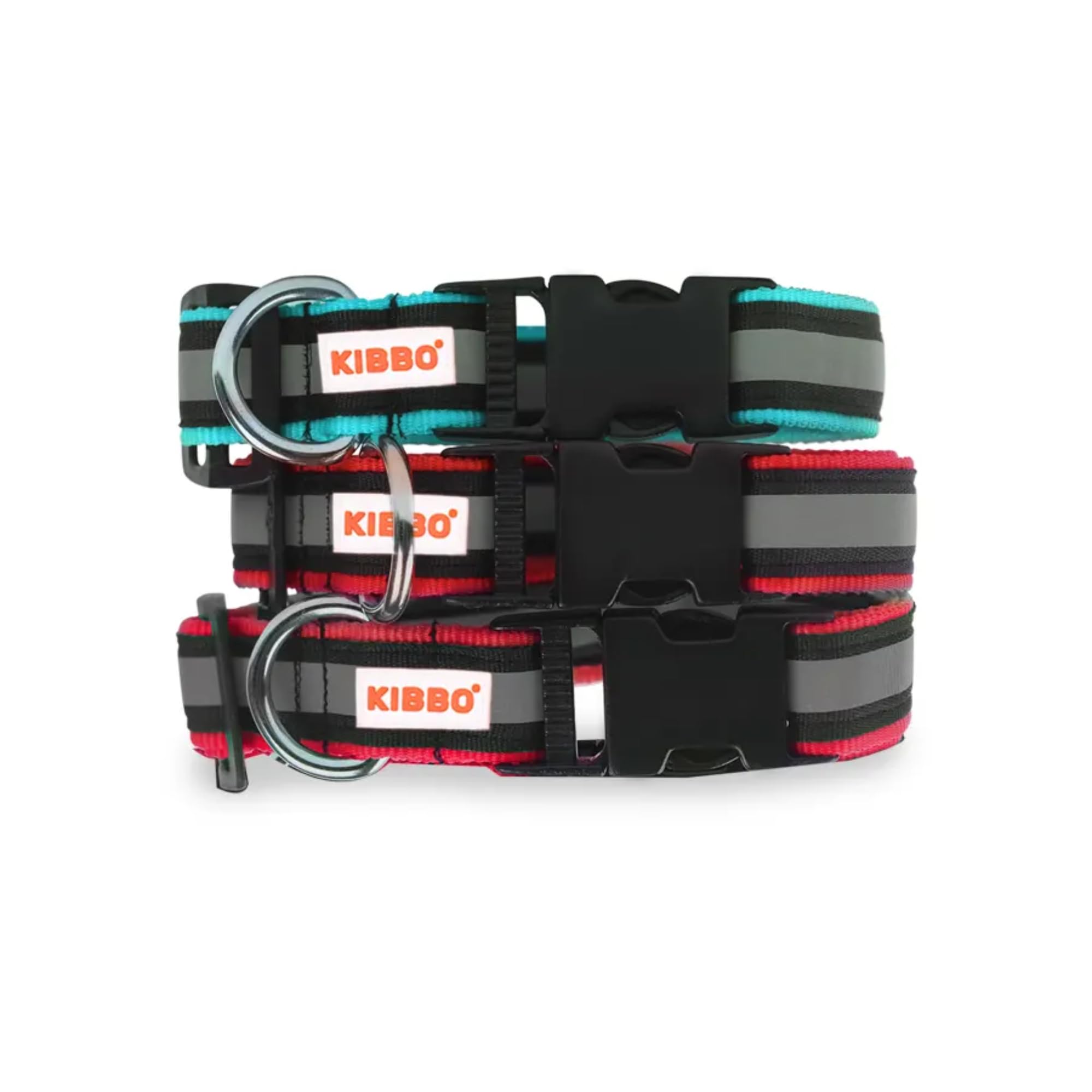 KIBBO Premium Reflective Dog Collar For Small, Medium (M) & Large (L) Pet Breeds | Adjustable Length, Super Lightweight | Metal D-Ring And Buckle | (Medium, Red & Sea Green, Pack Of 3) - 42 Cm (B0CRTXS4KG) Amazon Price History, Amazon Price Tracker