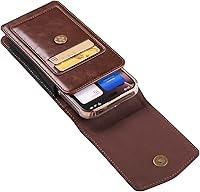 Vista 3 de Funda de cuero con clip para cinturón de teléfono celular, bolsa de cintura para teléfono móvil para hombre, pequeña bolsa de cuero con correa