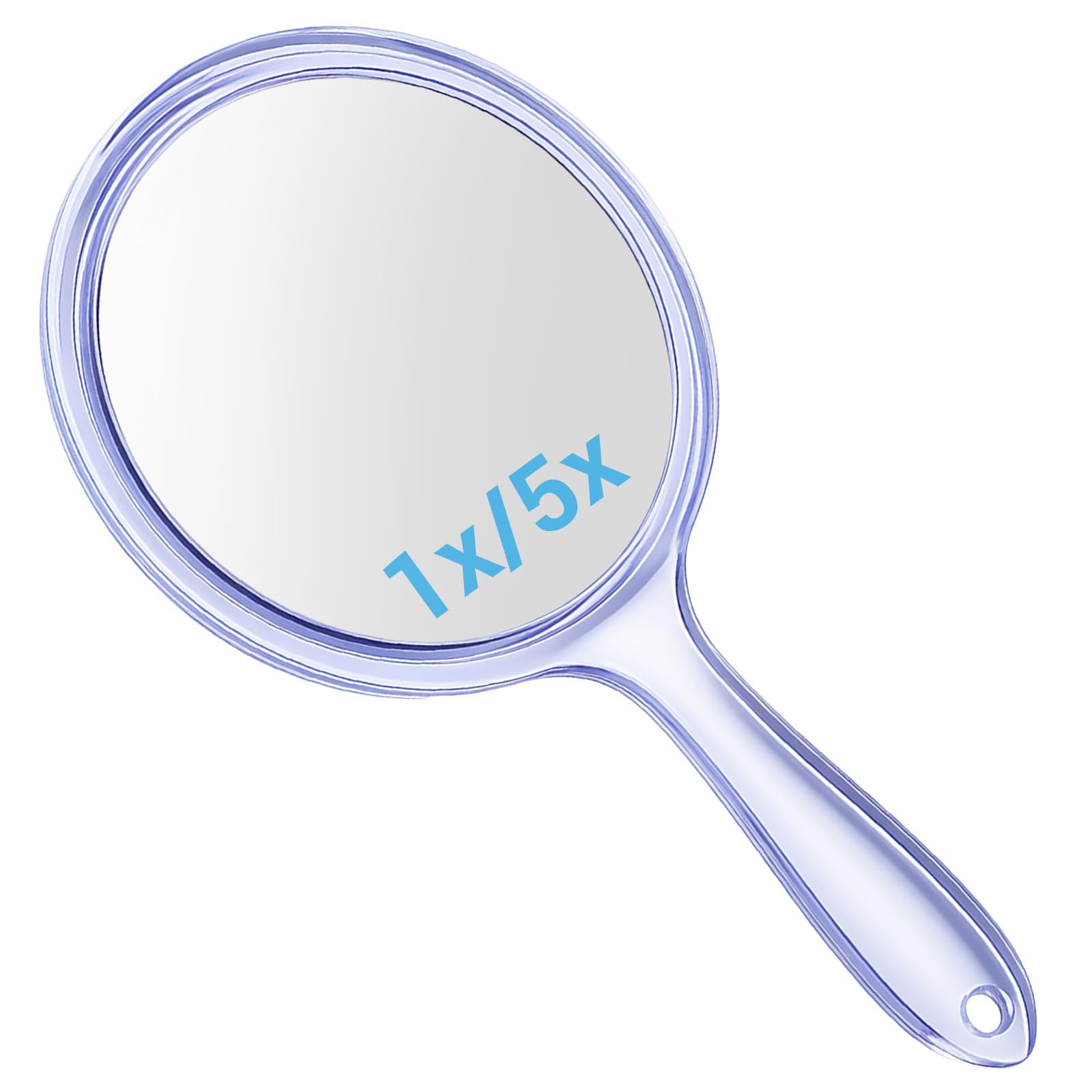 Hand Held Mirrors with Handle Double-Sided 1X/2X Magnifying Blue Mirror Hand Mirror for Women 11.5x21cm-image-4