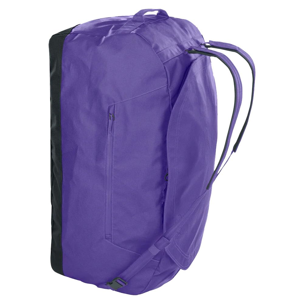 EVOC DUFFLE BAG 100 Wodoodporna torba podróżna i na sprzęt (torba podróżna z odpinanym paskiem do noszenia, uniwersalna i zamykana, bez PVC, rozmiar L), fioletowo-czarna