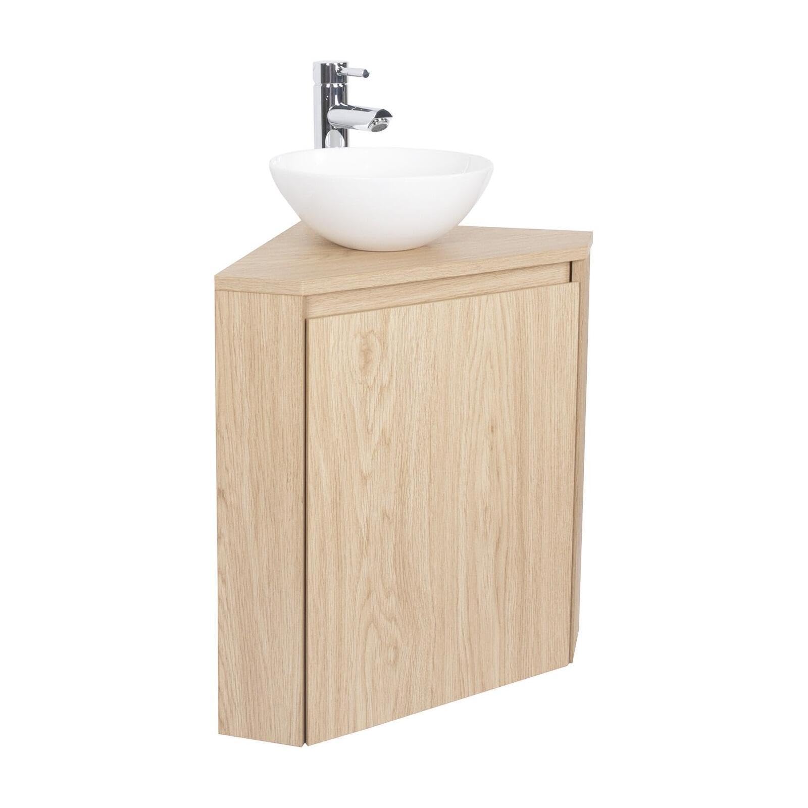 Sorrento - Mueble para lavadora esquinero con lavabo y grifo