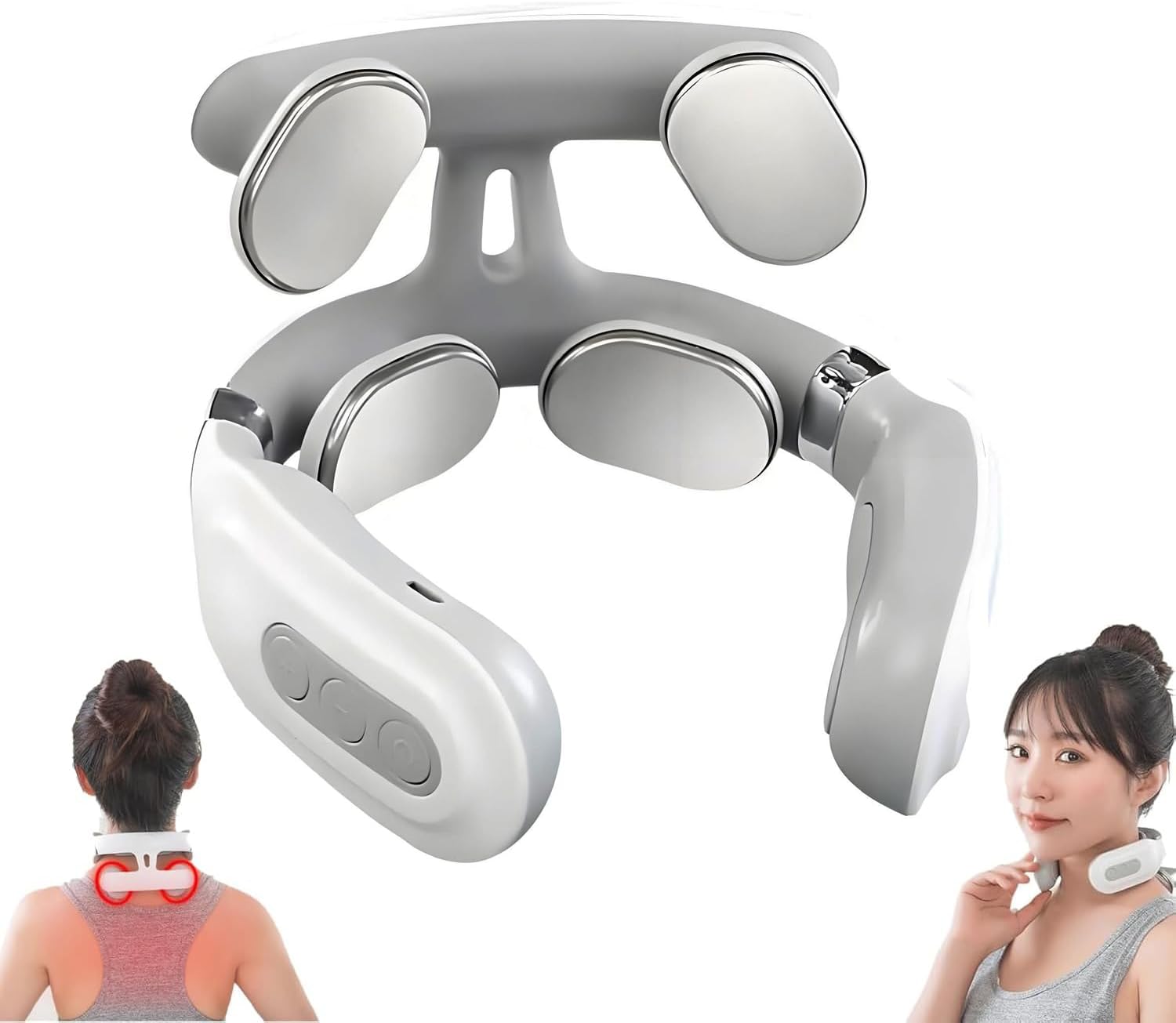 Vitality Magic Pro 2.0 Neck Massager,2025 Upgraded 4-Head Magic Pro 2.0 Neck Massage,with 6 Vibration Modes & 15 Intensity Levels,Promote Muscle Relaxation (White)