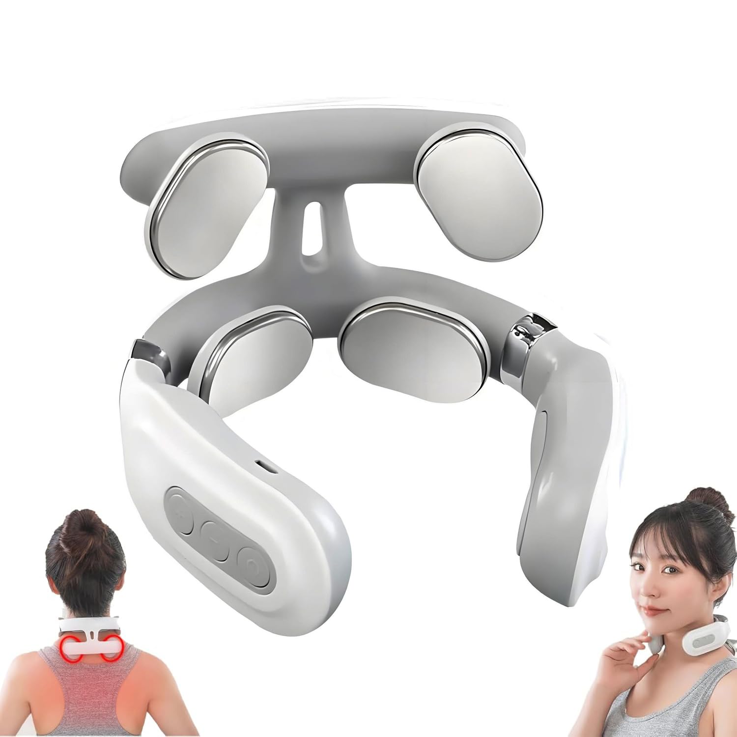 Vitality Magic Pro 2.0 Neck Massager,2025 Upgraded 4-Head Magic Pro 2.0 Neck Massage,with 6 Vibration Modes & 15 Intensity Levels,Promote Muscle Relaxation (White)