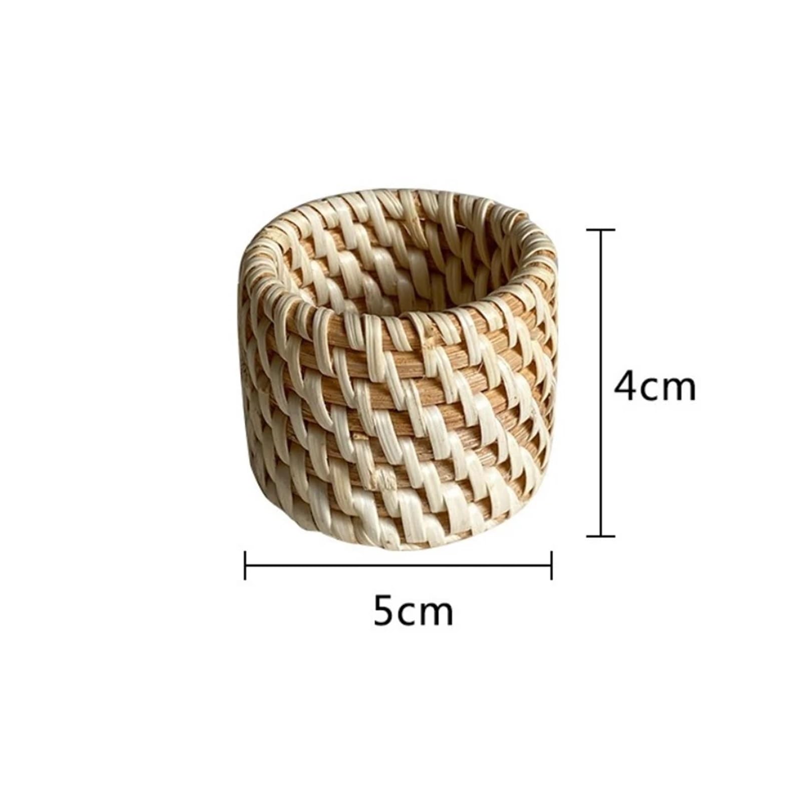 Portatovaglioli, 12 pezzi, realizzati a mano, in rattan, in legno, tinta unita, rustici, naturali, quadrati, decorazione per la tavola (cachi)