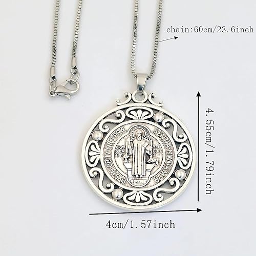 Miniatura 4 de Paquete de 2 collares religiosos de plata de ley 925 con colgante religioso de San Judas Tadeo con cadena de San Judas Tadeo cadena de san judas