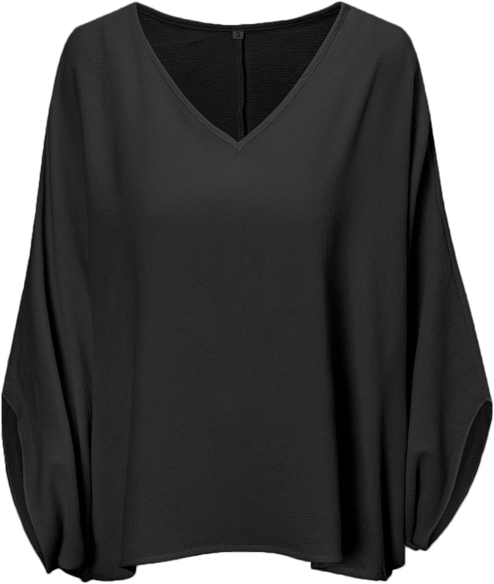 Vrtige Women's Casual V Neck Batwing Long Sleeve Blouse Shirt Tunic Top - Image 5