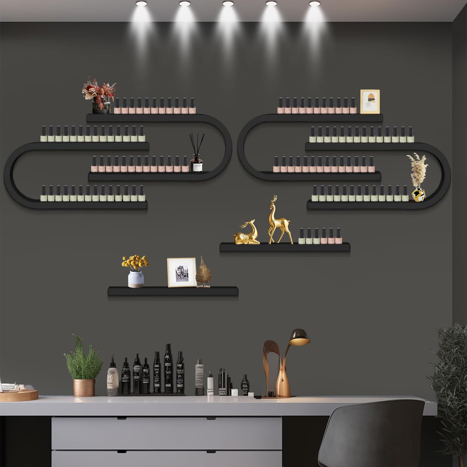 Soporte de Metal para esmaltes de uñas, Estante de Pared para labiales y perfumes, Expositor Blanco, Caja expositora de cosméticos Americana, Blanca, Paquete de 2