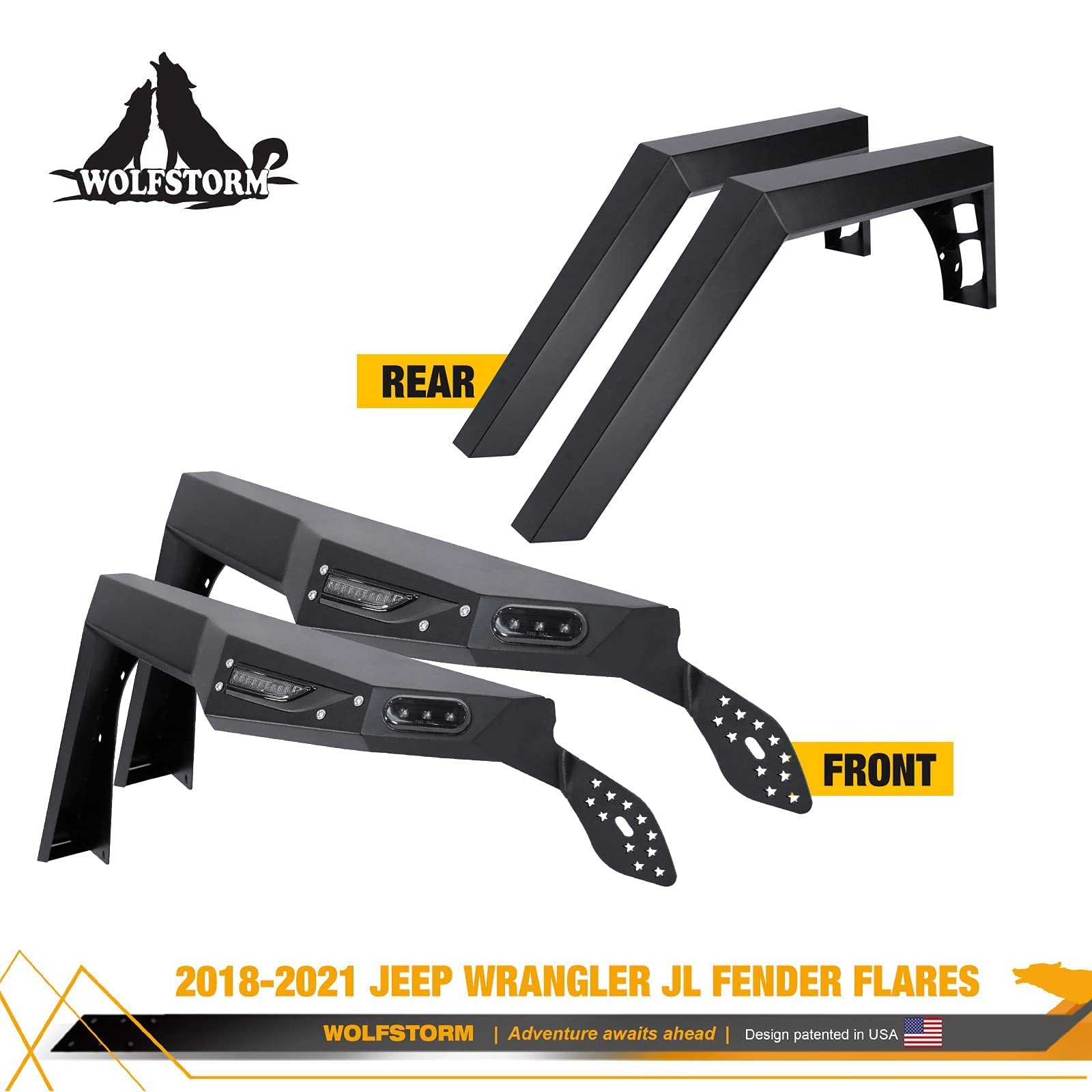 Buy WOLFSTORM Alloy Steel Fender Flares Fit for 20182023 Jeep Wrangler