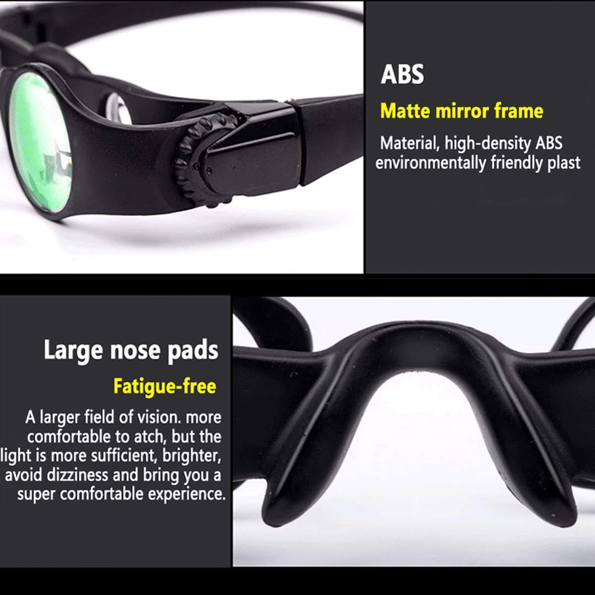 Occhiali Telescopici da Pesca, Portatile 8 Volte Zoom Pesca Dispositivo di Visione Notturna in condizioni di scarsa illuminazione con tre diverse lenti colorate, Pellicola ABS Verde, per la Caccia