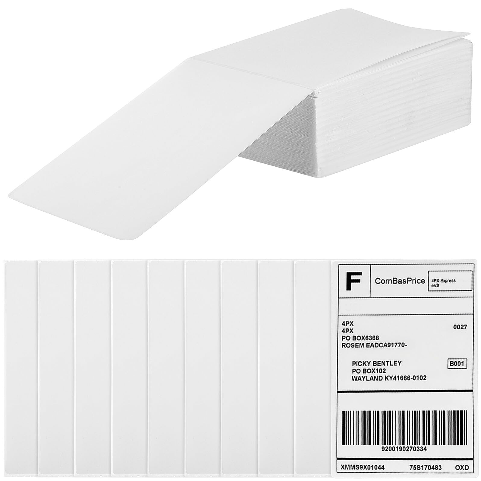 TOPBATHY 500 pièces Étiquettes Expédition Thermiques Autocollantes avec Ligne Perforée Résistantes à Huile Usure Compatibles Imprimantes Thermiques pour Usage Commercial et Personnel