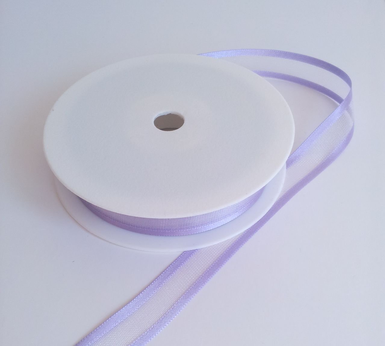 1 metre Trim of Mauve Satin Edged Organza Ribbon 15mm Wide