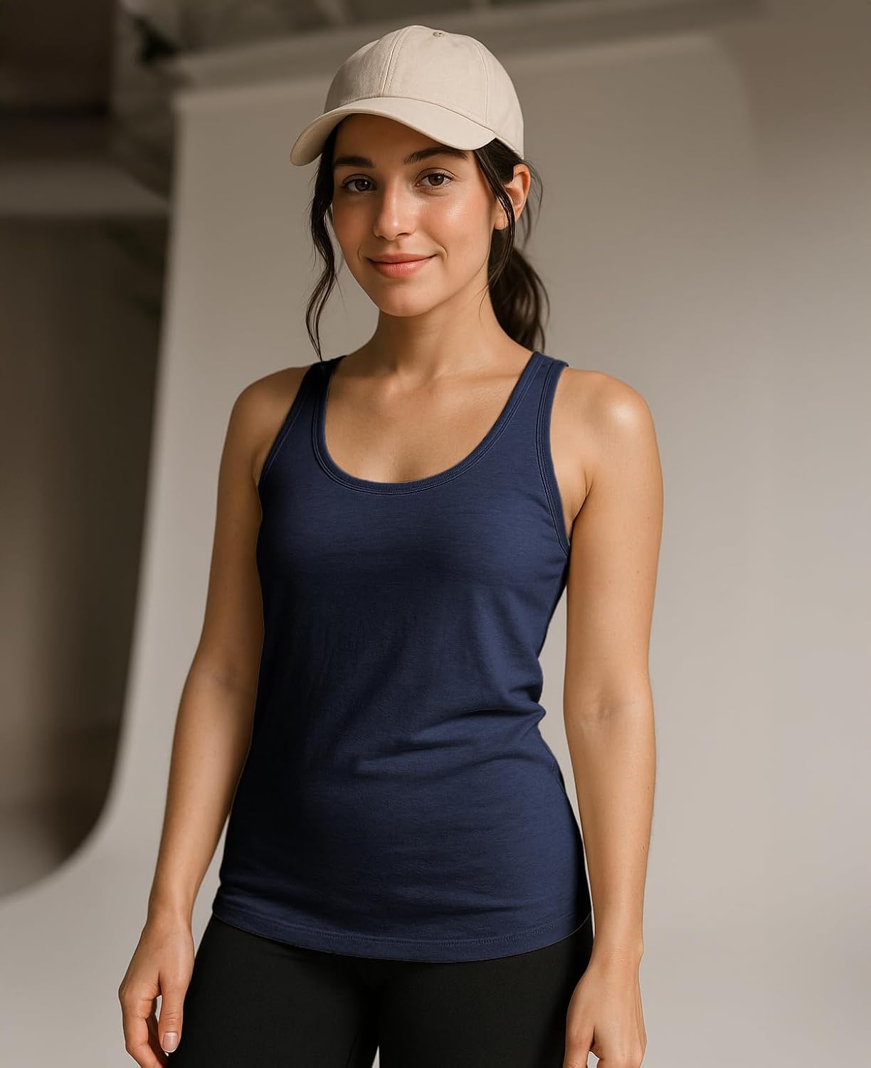 Sexy Basics Women's 5 Pack Racerback PowerFlex Tank Tops/Cotton -Spandex Stretch Color Tank Tops - Image 2