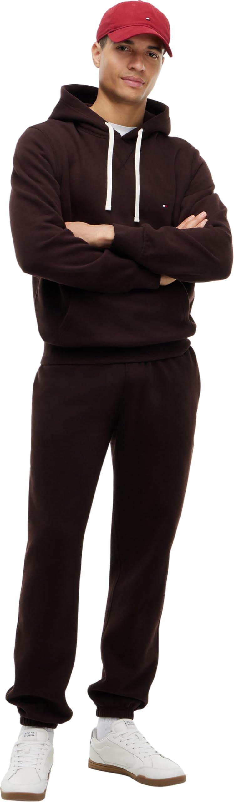 Tommy Hilfiger Pantalones de chándal con cordón de Forro Polar para Hombre, Chocolate, XXL