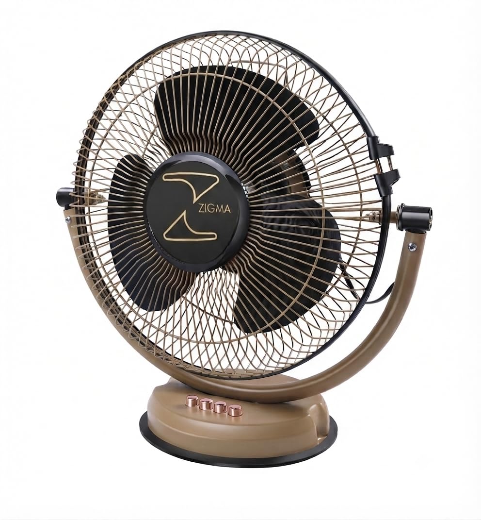 ZIGMA Tiktik High Speed All-Purpose Table Fan (300mm) – 2300 RPM Powerful Airflow, Robust Metal Body, Aerodynamic Resin Blades, and 3-Speed Piano Switch Control for Home and Office-Beige-image-28