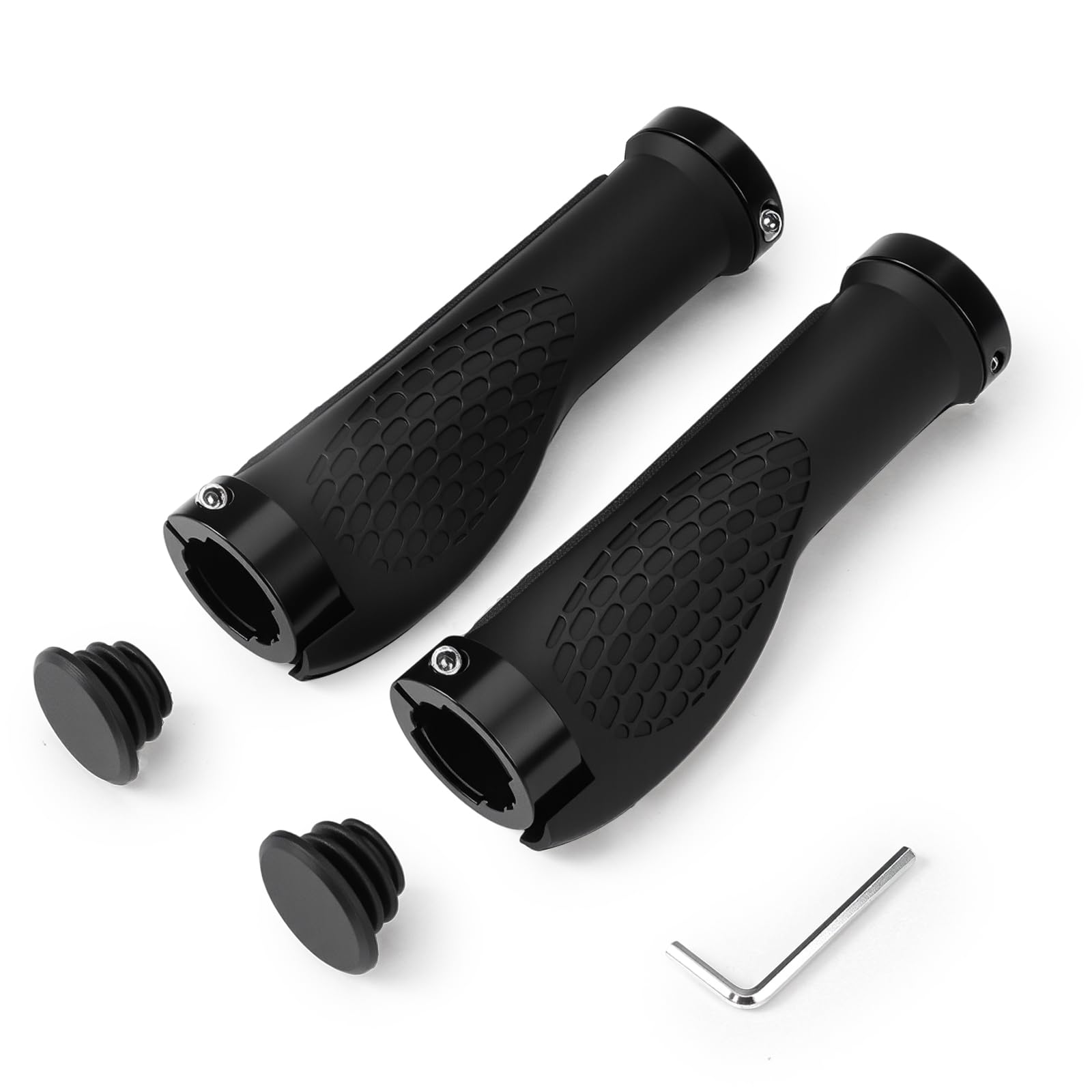 Bike Handlebar Grips, Black Ergonomic Non-Slip Comfort and EFC Zones, Bike Comfort Locking Handle Bar for Mountain Road Bikes MTB BMX Scooter