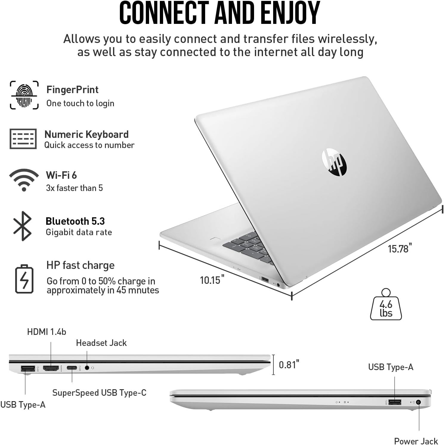 HP 17 Inch Laptop Touchscreen Computer, 17.3" HD+ Touch Screen Business Laptop PC, Intel Core i7, 16GB RAM 512GB SSD+512GB Docking Set,Windows 11 Pro, Copilot AI, 10-Key Number Pad, Fingerprint