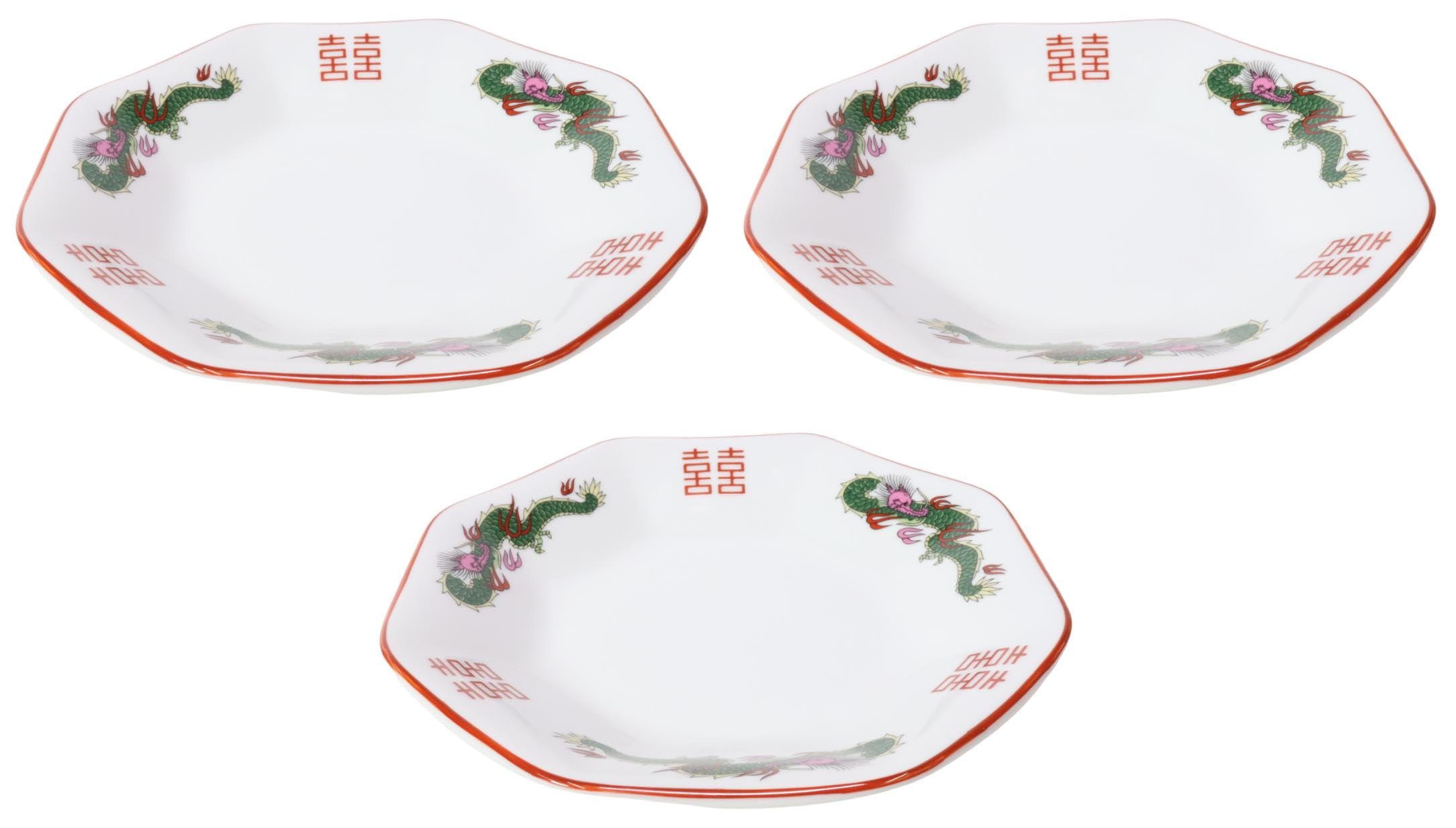 Amazon｜3個セット 中華単品 三ッ竜高台八角皿 [18.5 x 4.5cm] 【中華 