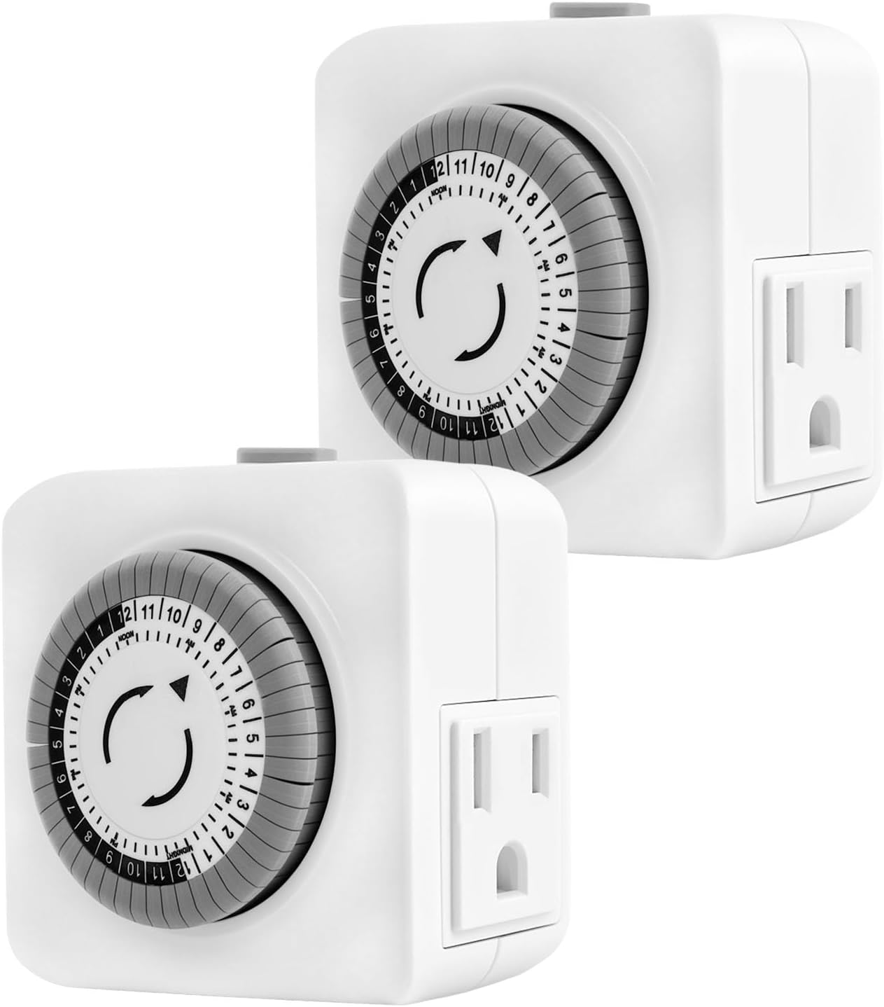 Timers for Electrical Outlets Indoor, 24-Hour Plug-in Mechanical Outlet Timer, 30 Minute Intervals, 3 Prong Light Timers, Daily On/Off Cycle for Christmas Tree, ETL Listed, 4Pack