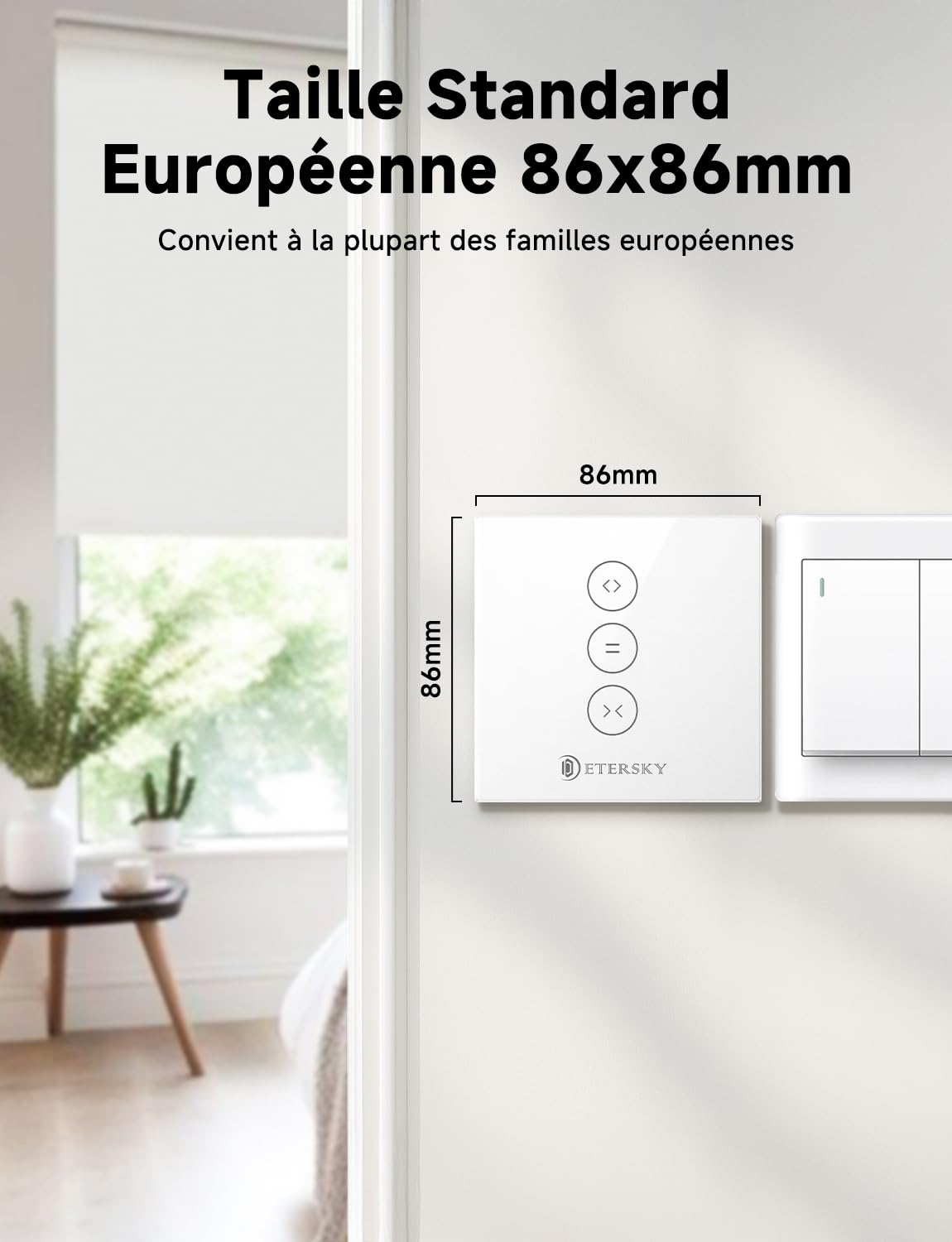 Interrupteur Connecté WiFi Volet Roulant Tactile [Fil Neutre] | Interrupteur Intelligent Mural Pour Rideau Compatible Alexa, Google Home, Commande Vocale, Minuterie & Partage, 1 Pack