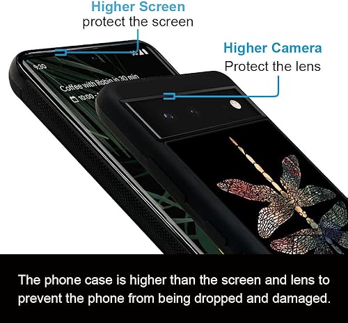 Miniatura 4 de ZHEGAILIAN Funda compatible con Google Pixel 7, diseño colorido de libélula en la parte posterior, silicona suave, TPU anticaída, antideslizante,
