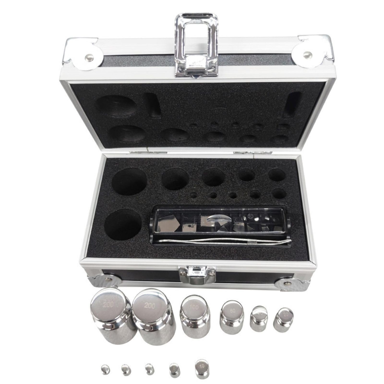 Yokoma F1 Class 1mg-200g Calibration Weight Kit 25pcs 304 Stainless Steel with Aluminium Case & Tweezers for Lab Jewelry Scale Precision Measurement