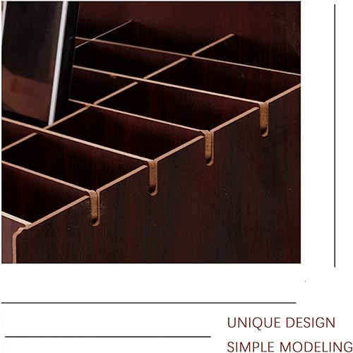 Miniatura 4 de Caja organizadora de teléfono celular de 48 rejillas, caja de almacenamiento de escritorio de madera, soporte multifuncional para teléfono celular,