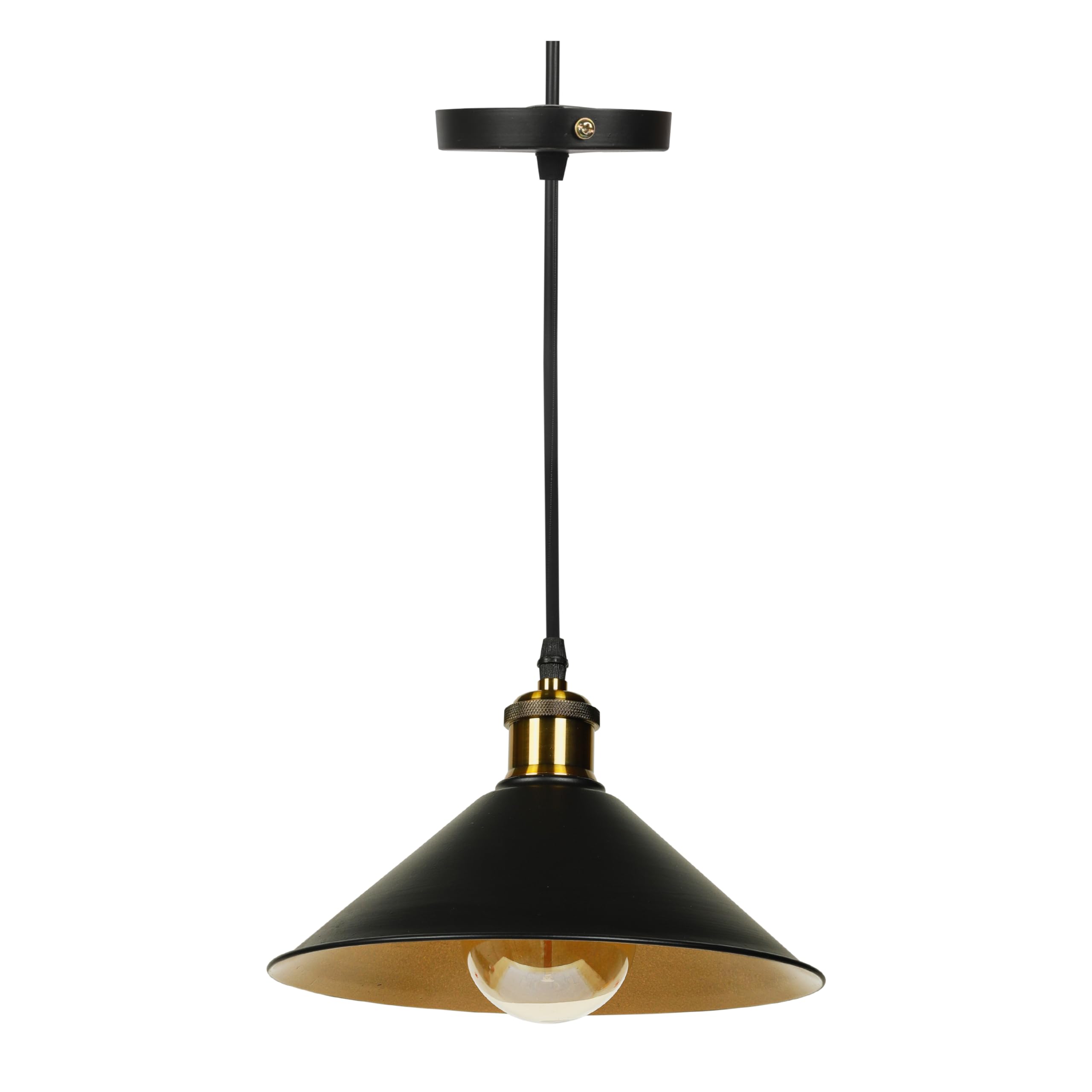 Lexton Black Barn Cone Hanging Light, Pendant Light | for Bedroom, Kitchen, Restaurant, Indoor Outdoor or Home Decoration (Black, Pack of 1, Metal) (Bulb Not Included)