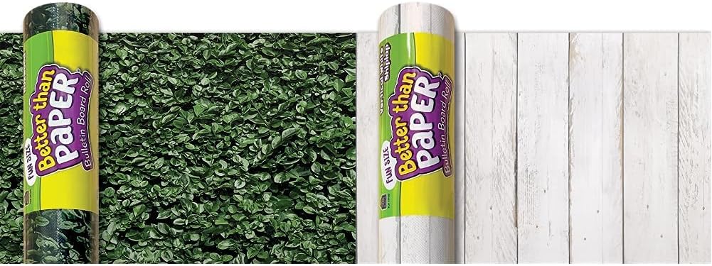 Fun Size Boxwood Better Than Paper® Bulletin Board Roll & Fun Size Vertical White Shiplap Better Than Paper® Bulletin Board Roll