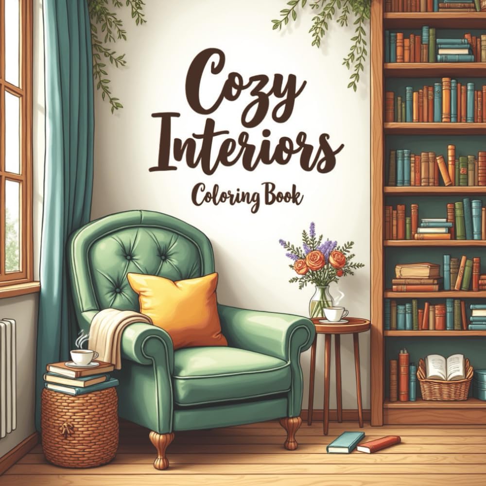 Cozy Interiors Coloring Book: Relaxing Home Spaces to Color and Unwind