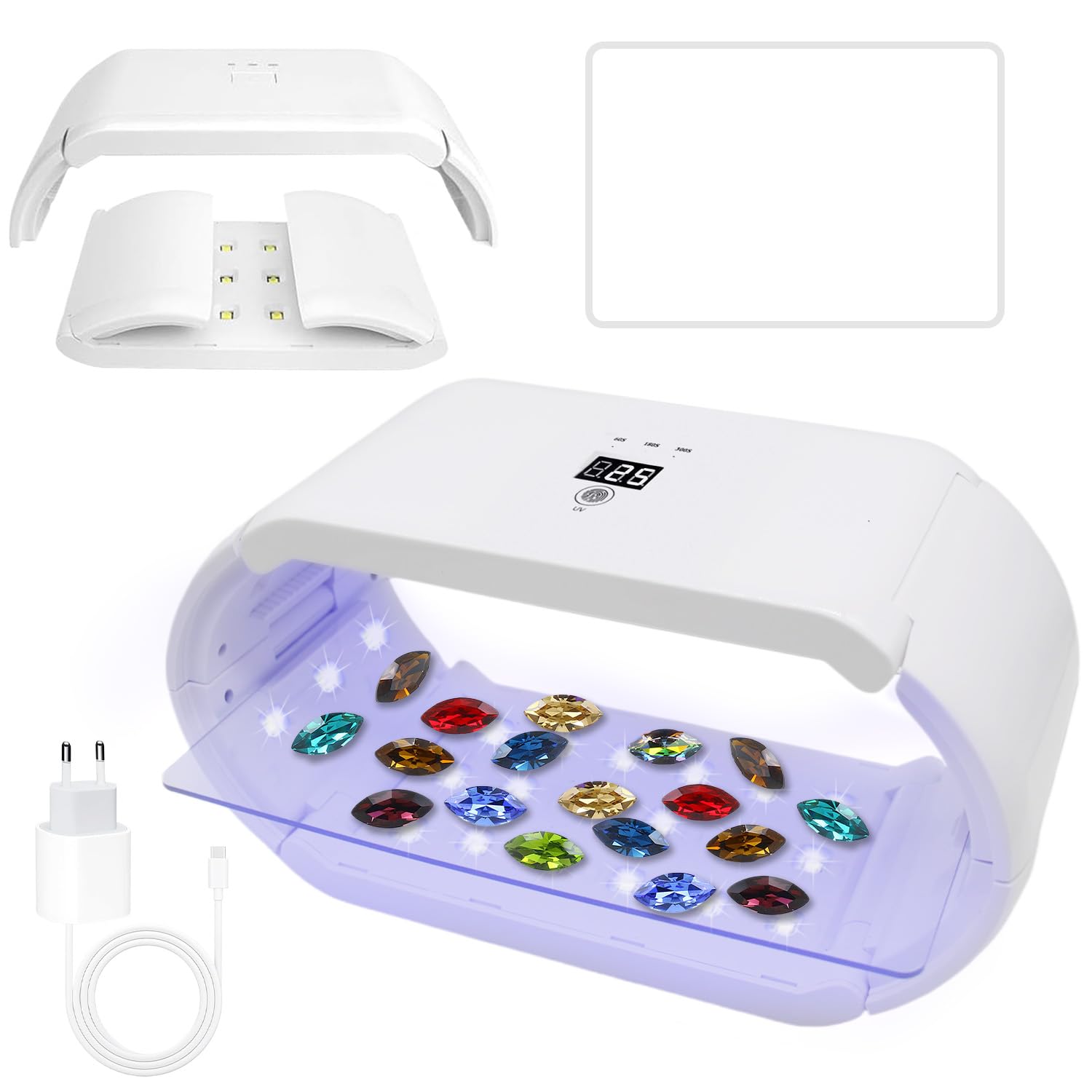 UV Lampe für Harz,48W Schnellhärtende UV-Harzlampe mit LED-Anzeige Zusammenklappbare UV Härtungslampen für DIY,Harz,Formen,Schmuckherstellung